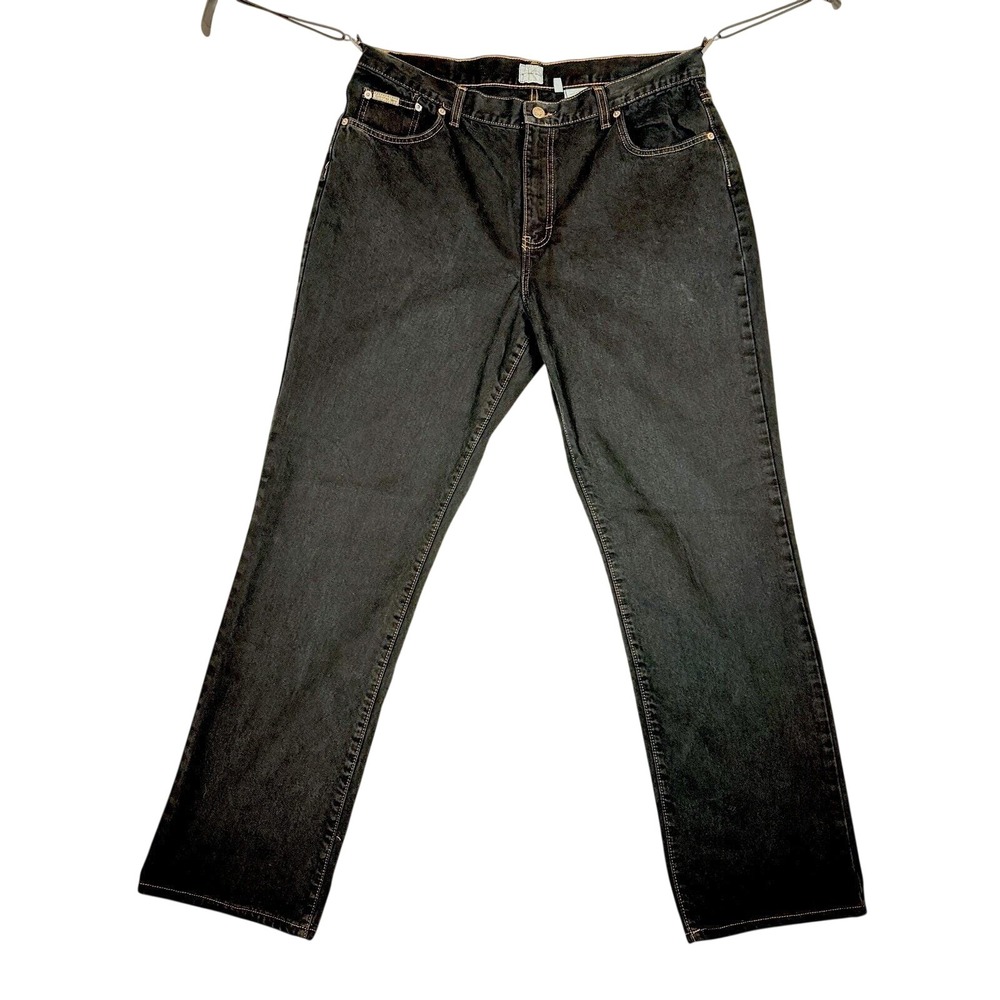 Vintage Calvin Klein Easy Fit Jeans Women 16 Black Straight Leg 90s Y2K Denim
